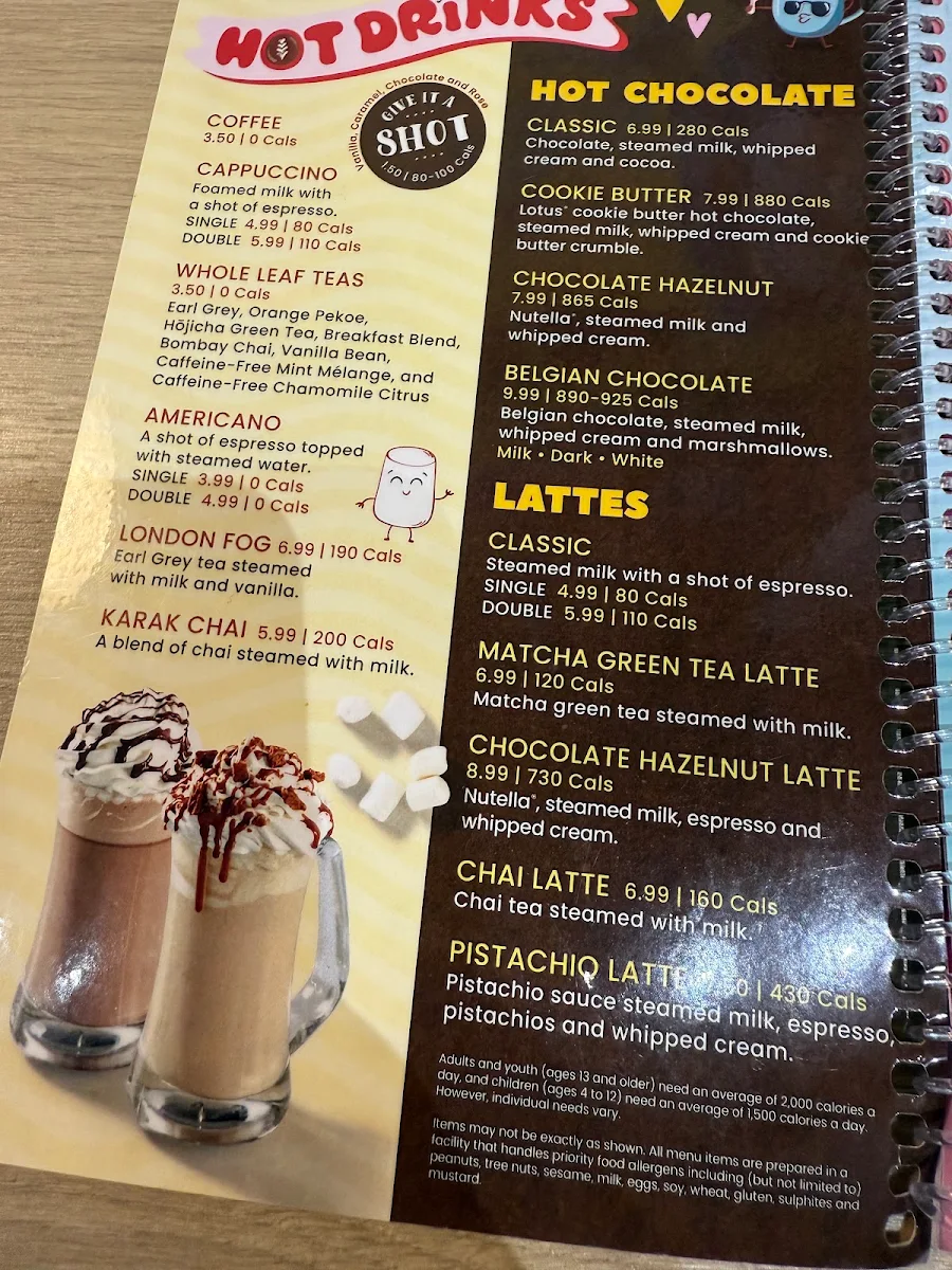 Menu, D Spot Desserts Pickering