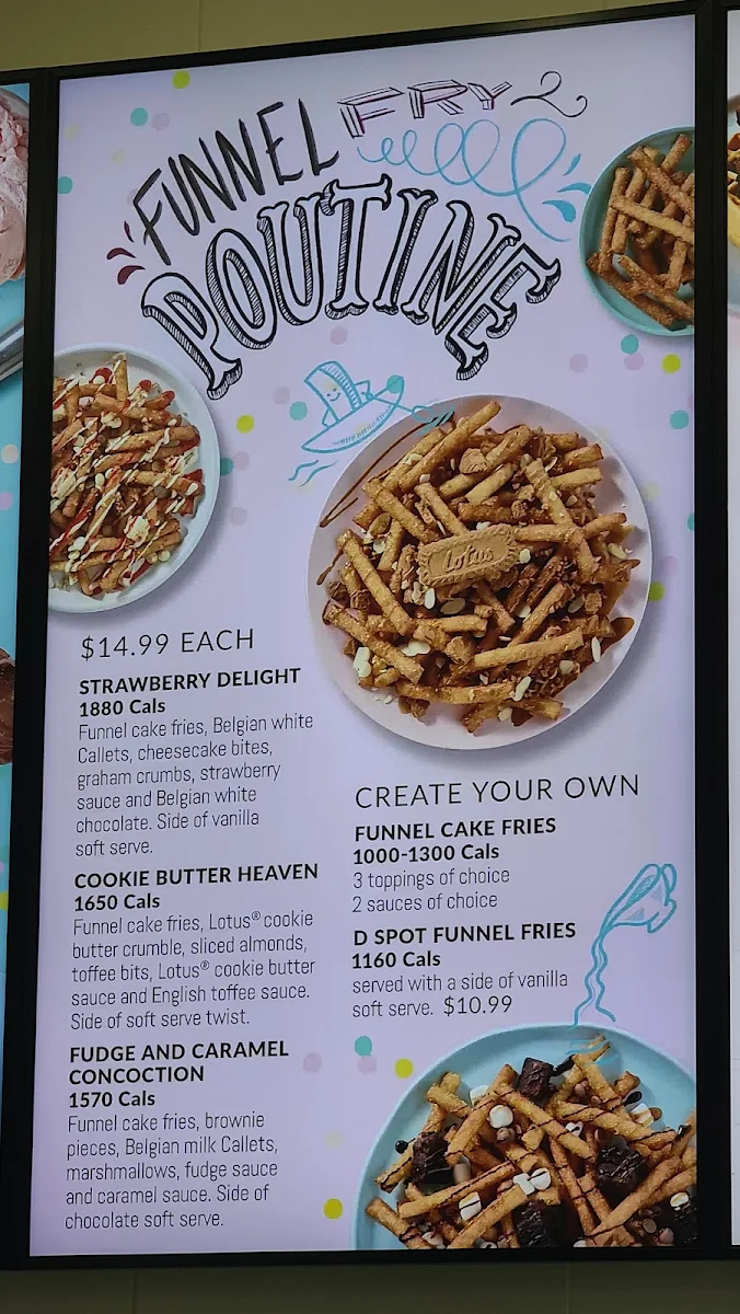 Menu, D Spot Desserts Pickering