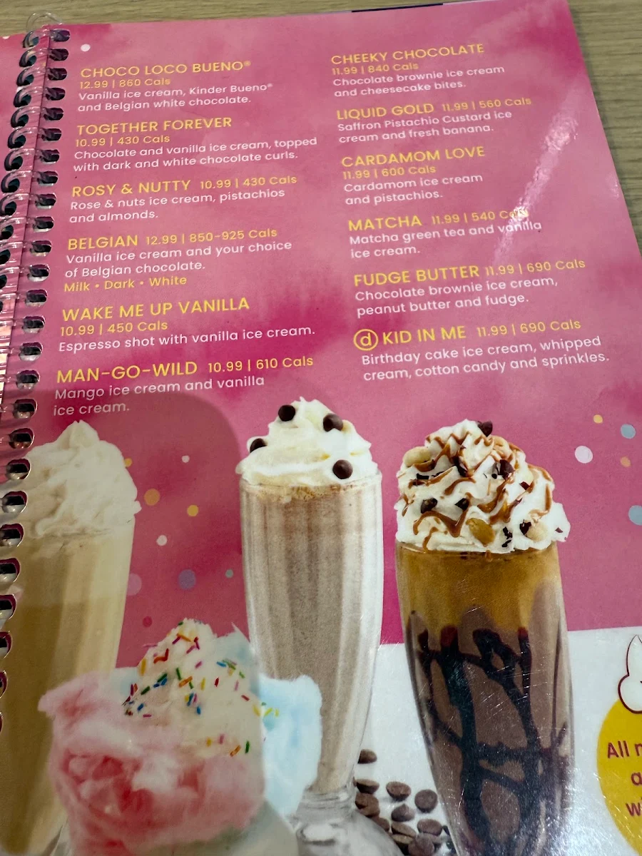 Menu, D Spot Desserts Pickering