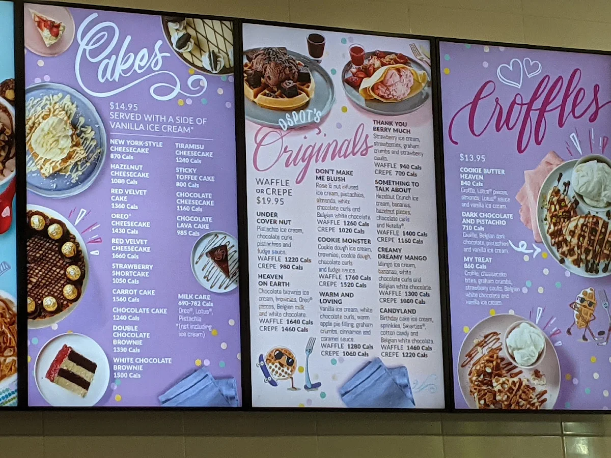 Menu, D Spot Desserts Pickering