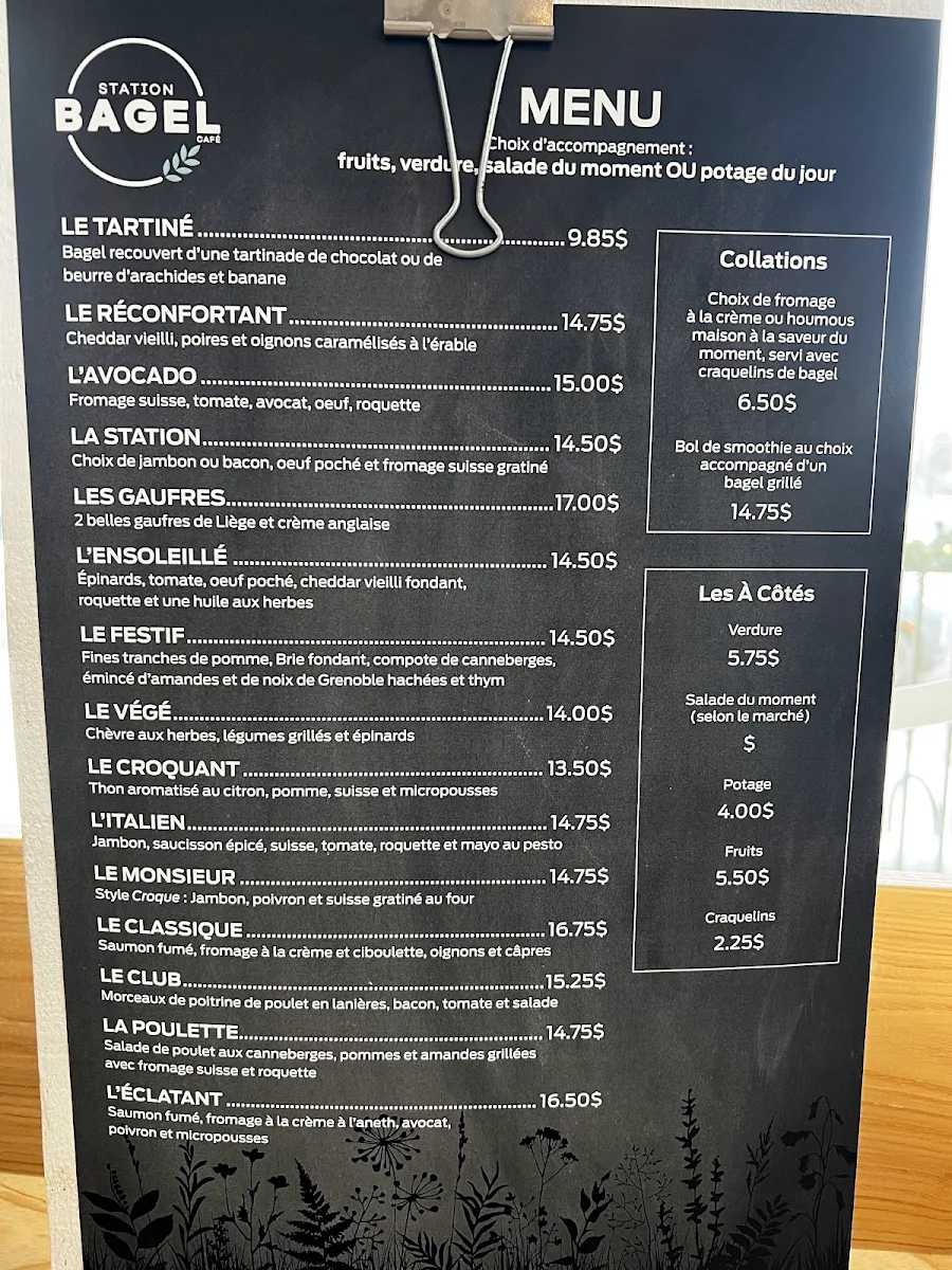 Menu, Station BAGEL & CAFÉ