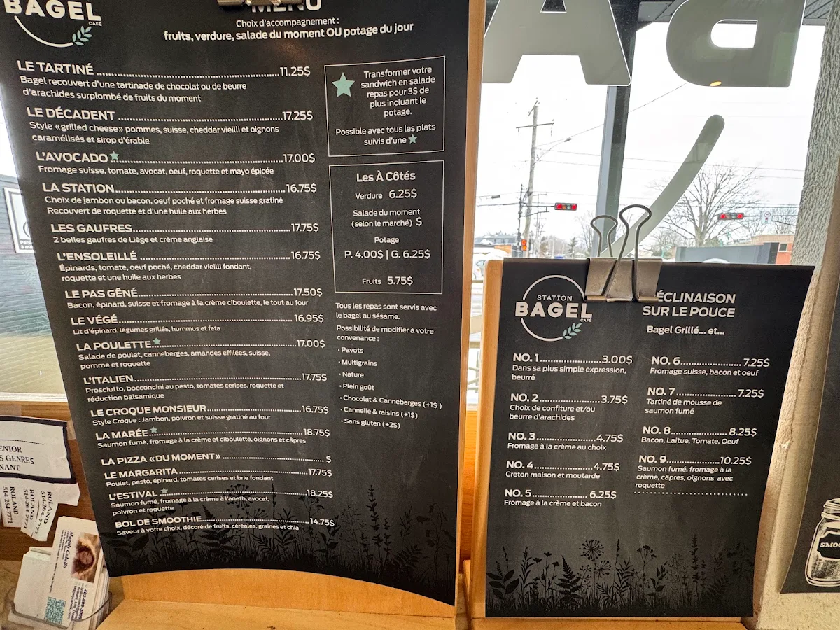 Menu, Station BAGEL & CAFÉ
