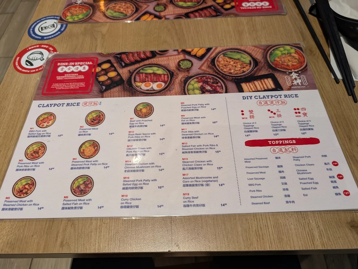 Menu, Master Pot