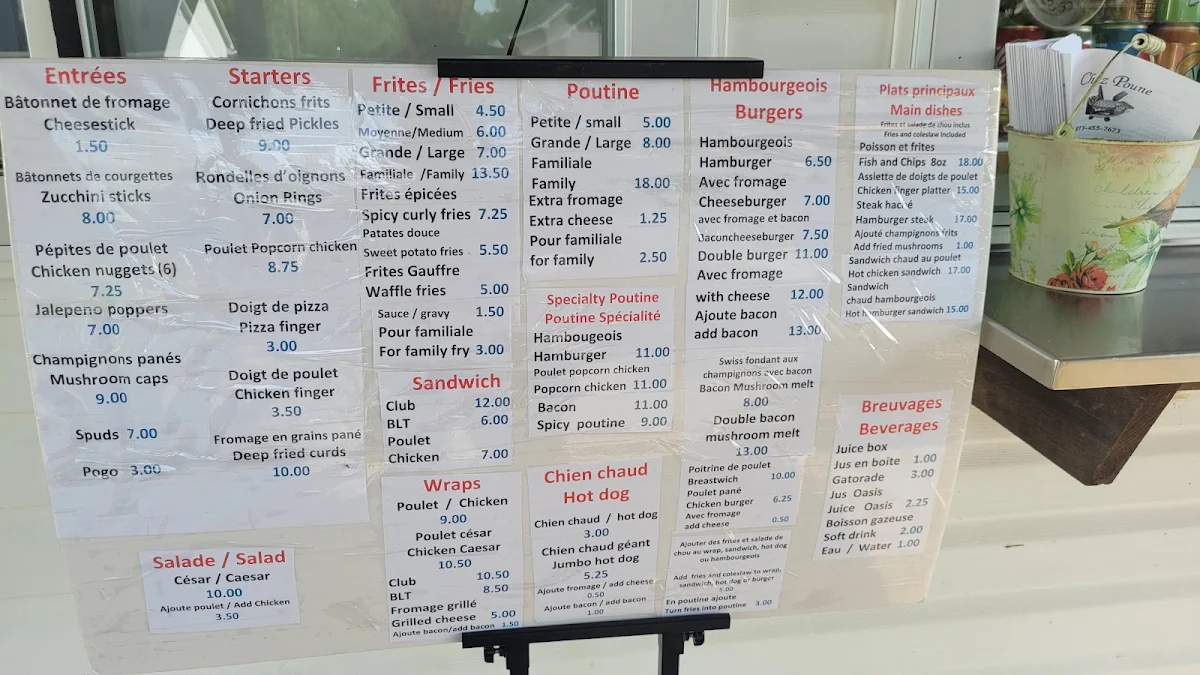 Menu, Chez Poune