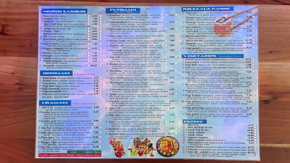 Menu, Sushi Ryo & Ryo Poké Bols