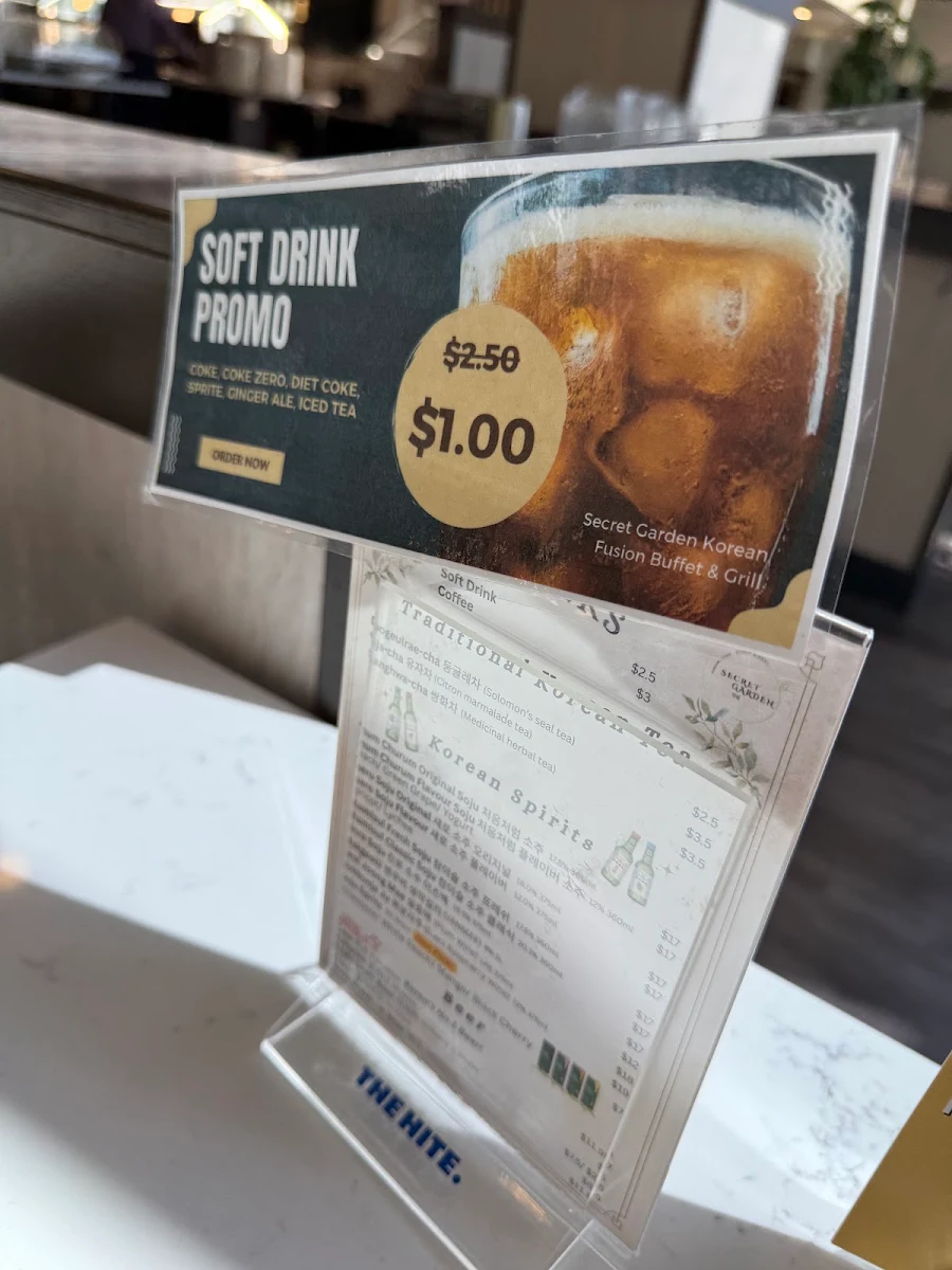 Menu, Secret Garden Korean Buffet