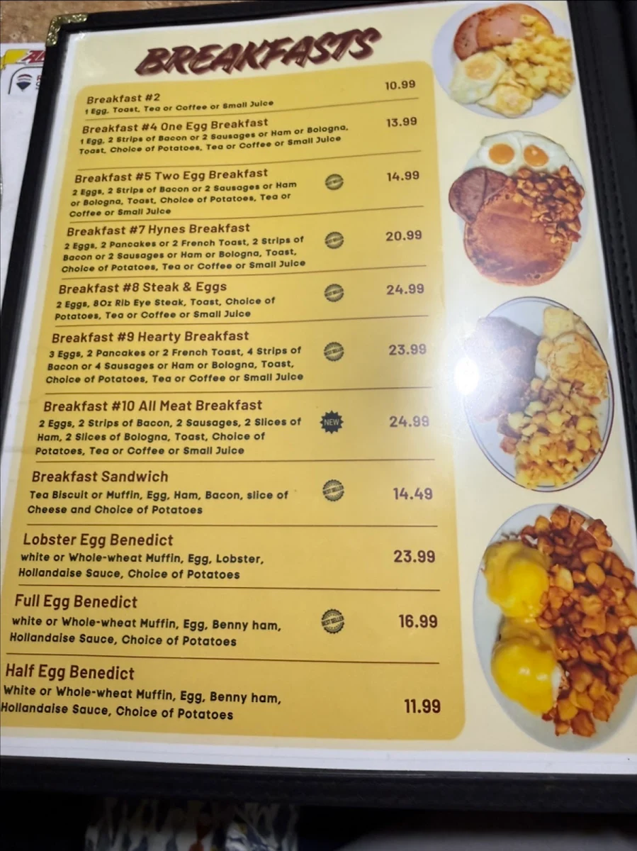 Menu, Hynes Restaurant