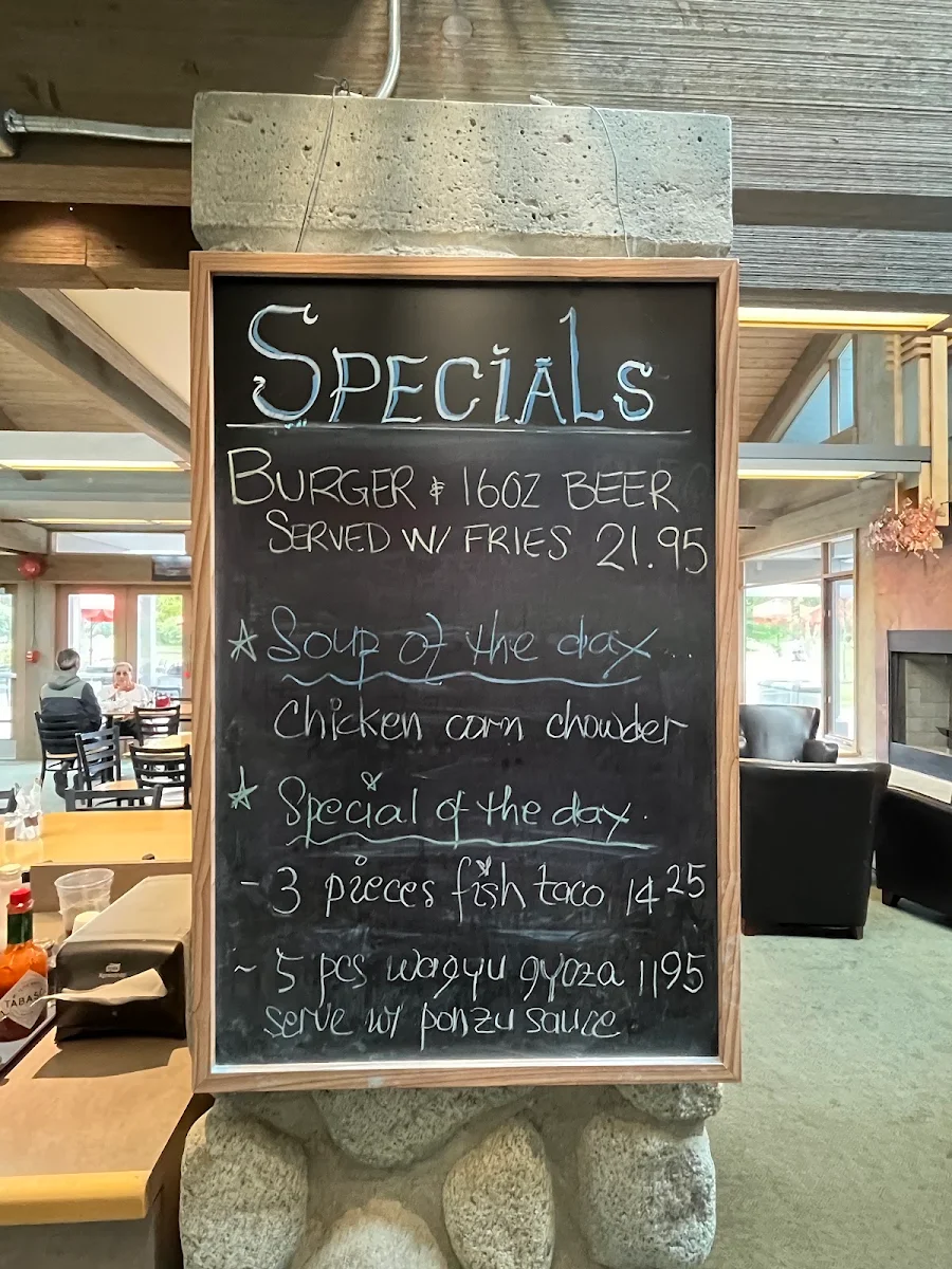 Menu, McCleery Golf Restaurant