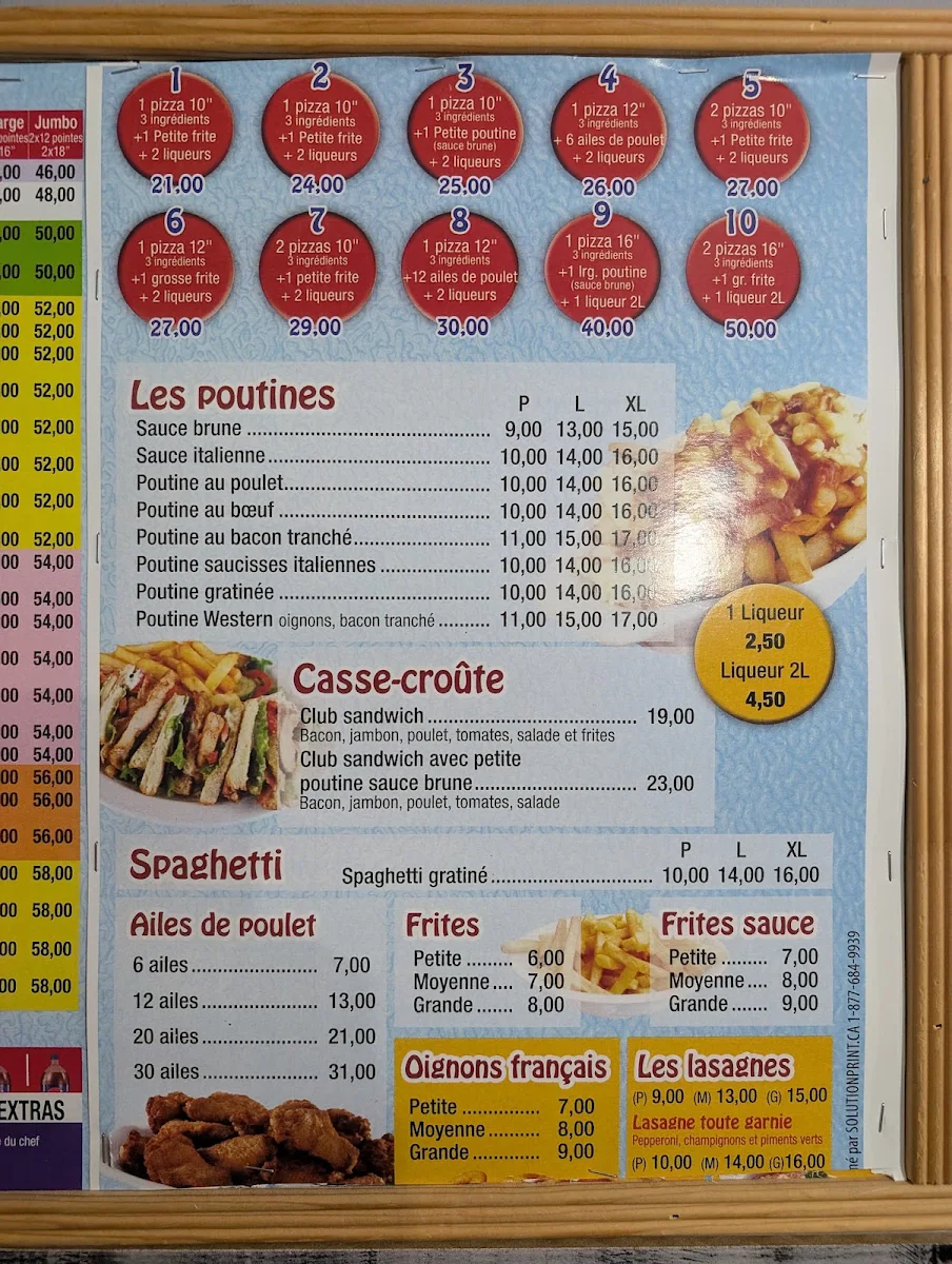 Menu, Jumelles Pizza 2 pour 1