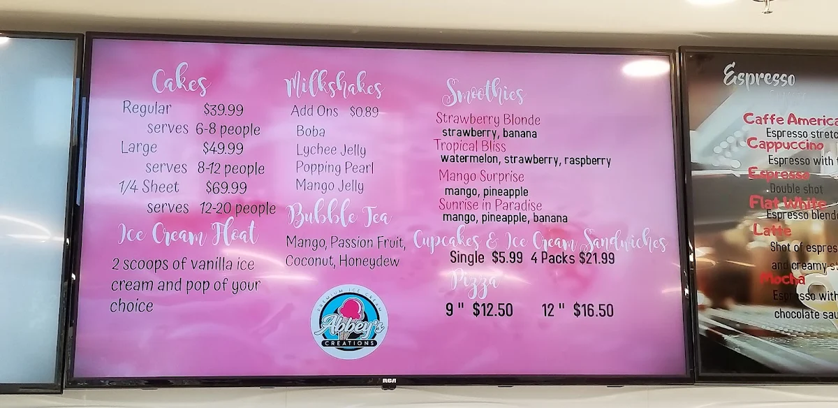 Menu, Abbey's Creations Barlow