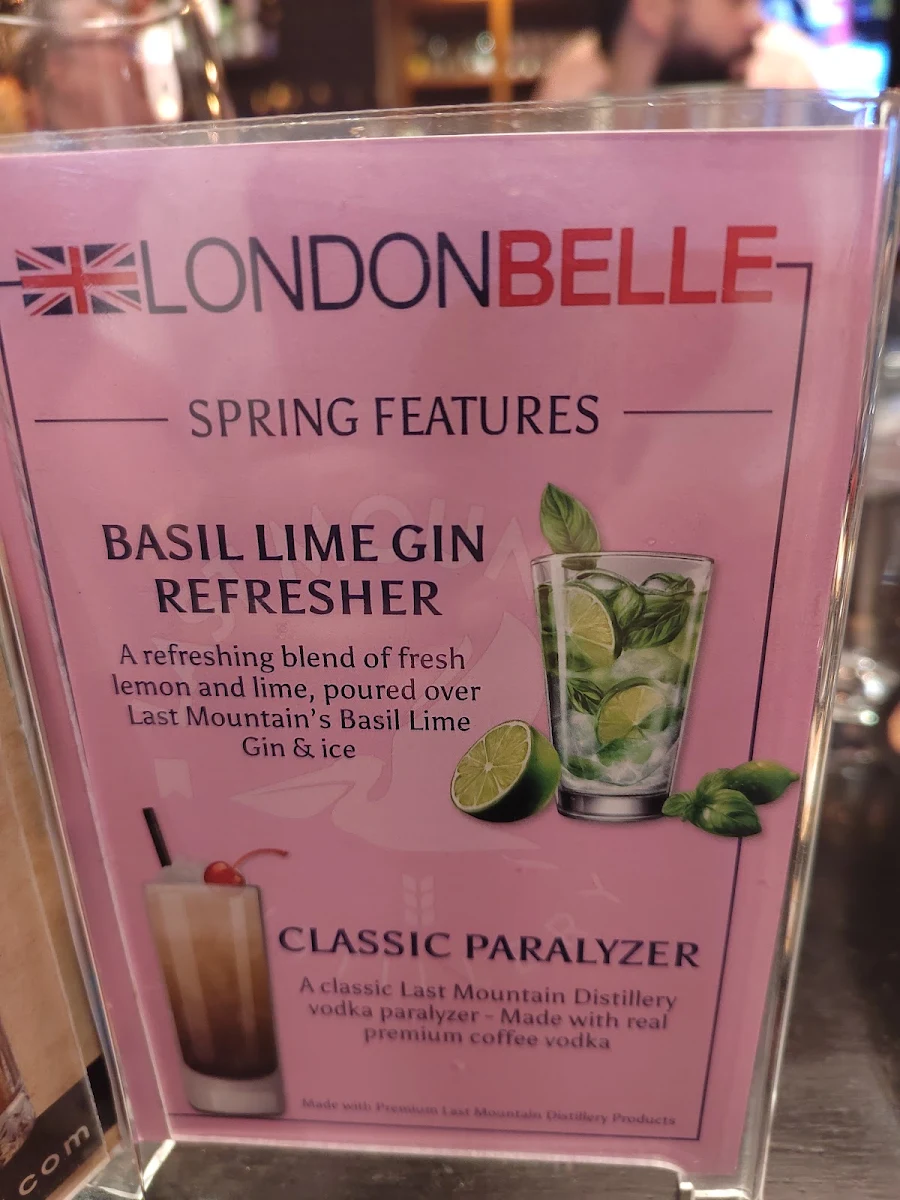 Menu, London Belle
