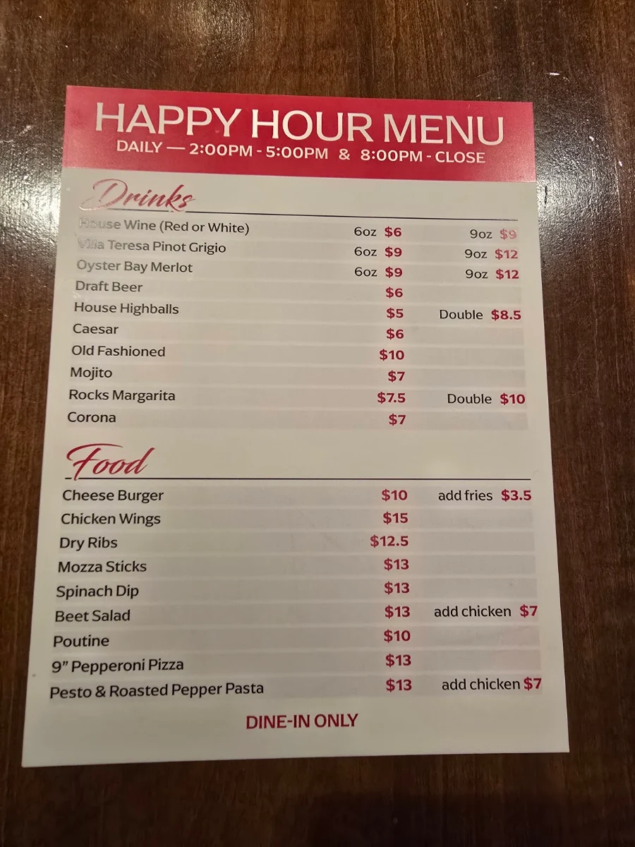 Menu, London Belle