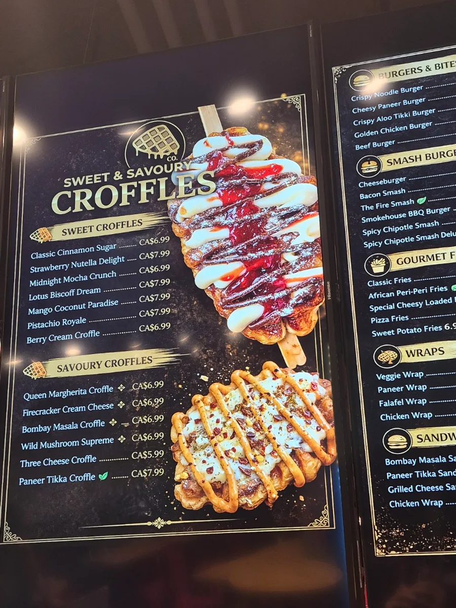 Menu, Croffle Co. (Surrey Central)