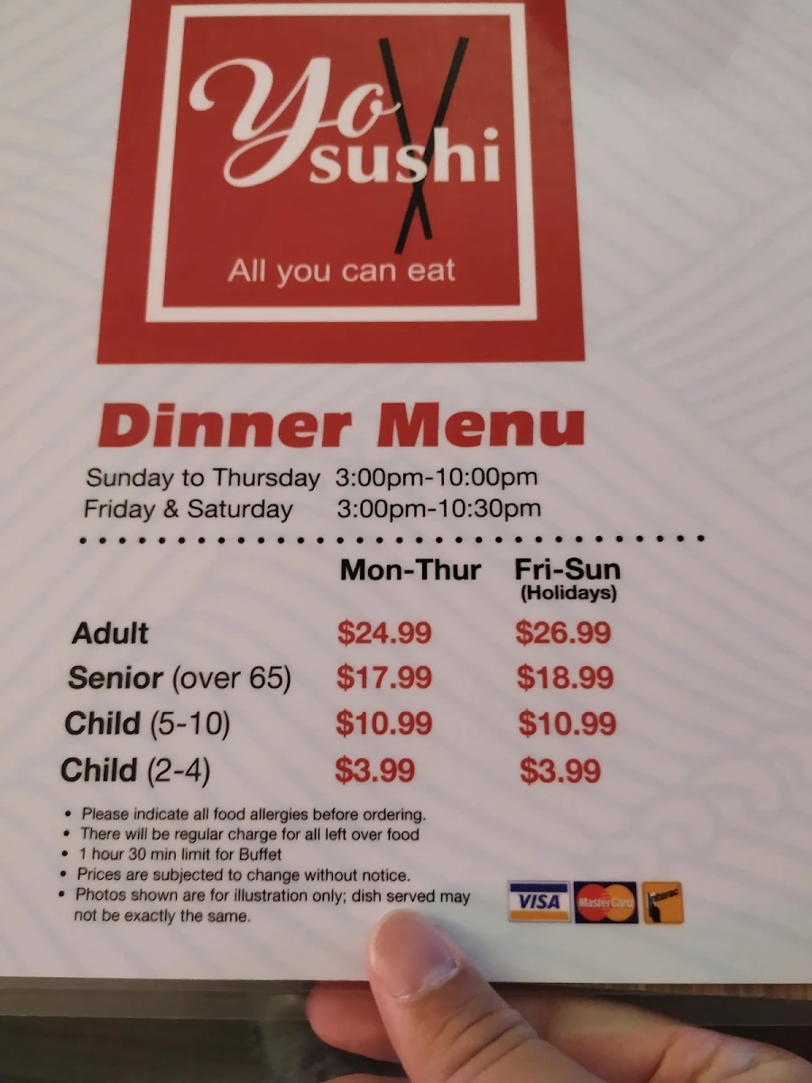 Menu, Yo Sushi
