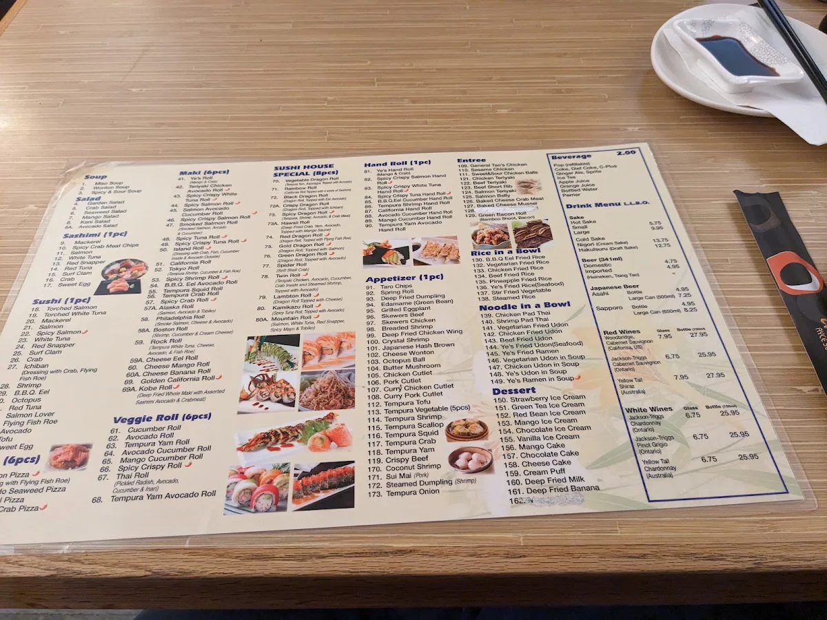Menu, Yo Sushi