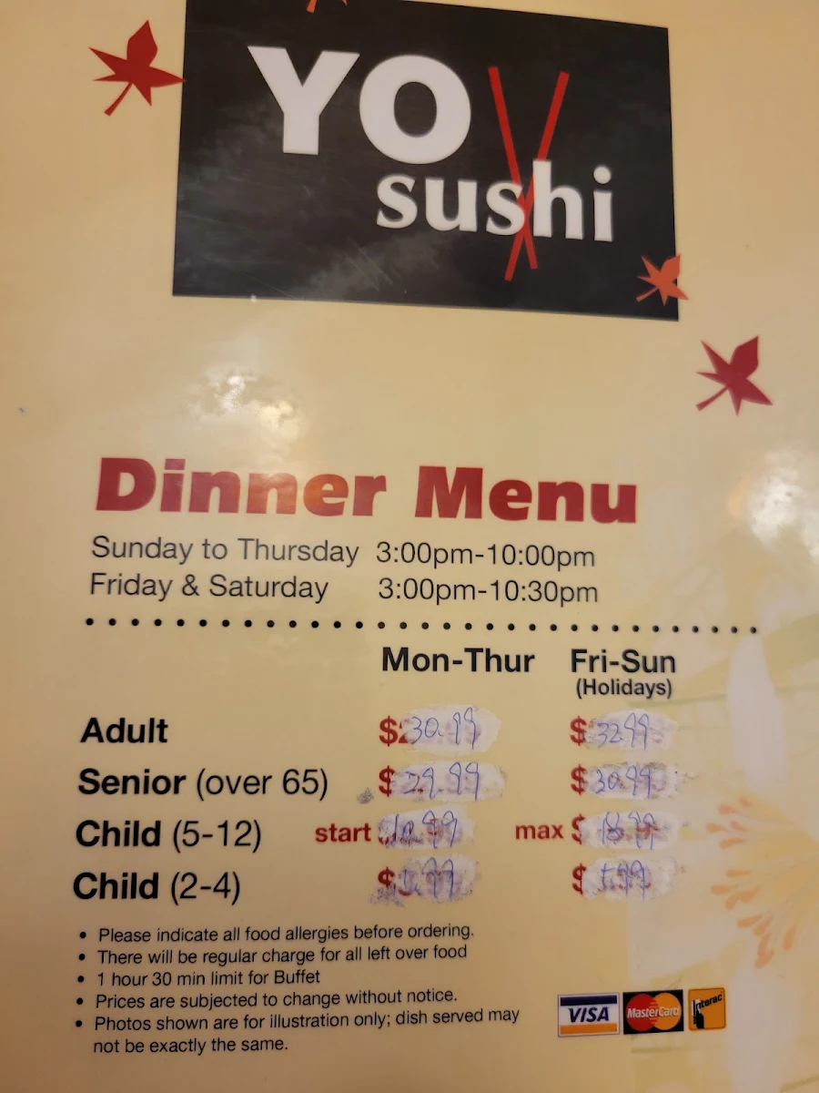 Menu, Yo Sushi