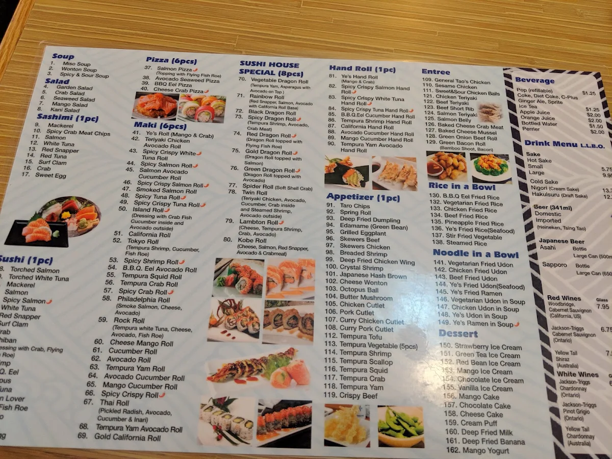 Menu, Yo Sushi