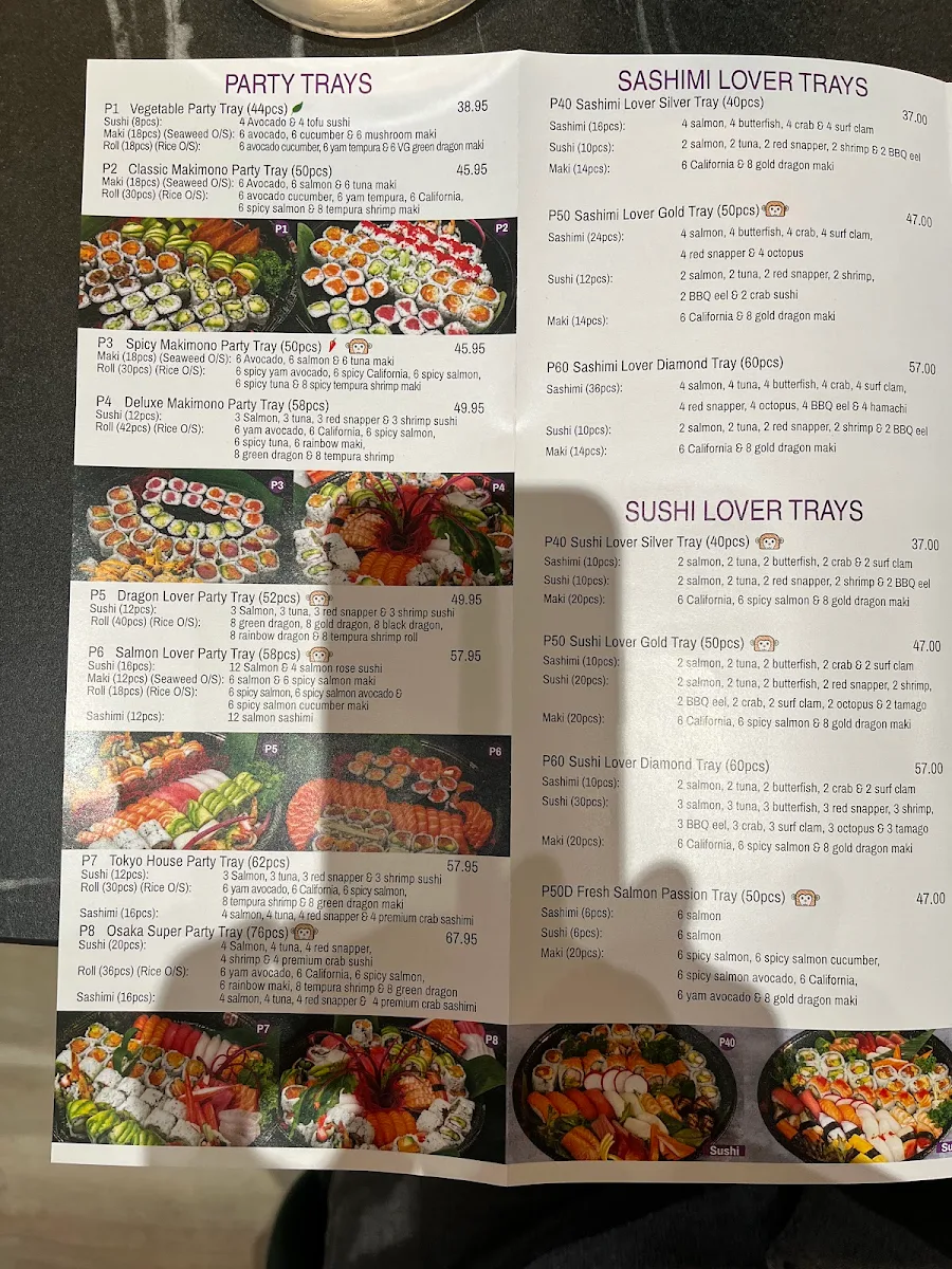 Menu, Monkey Sushi High Park
