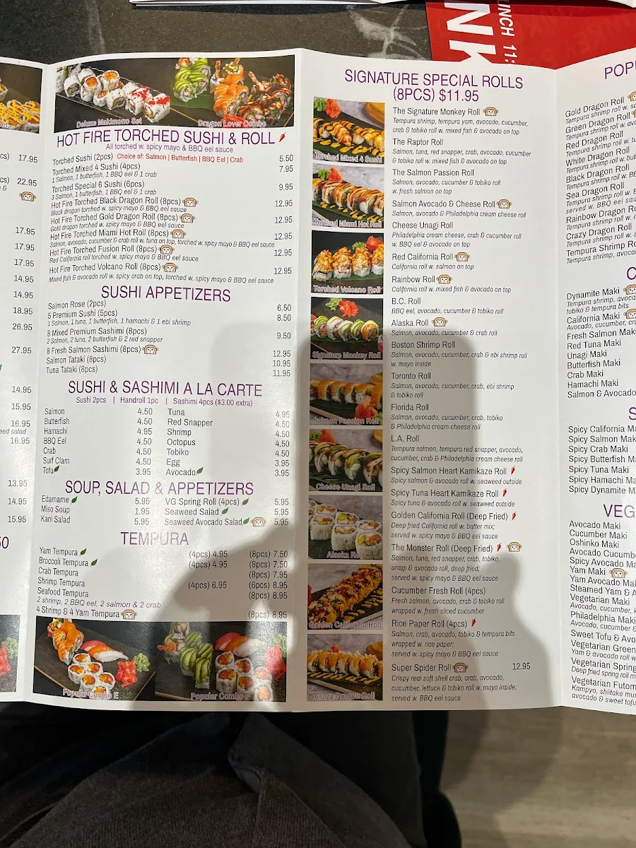 Menu, Monkey Sushi High Park