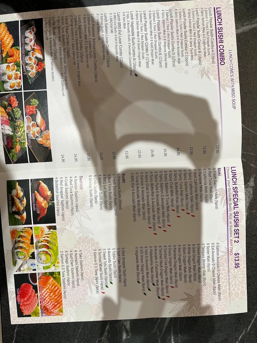 Menu, Monkey Sushi High Park