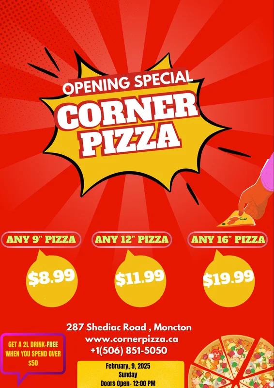 Menu, Corner Pizza Moncton