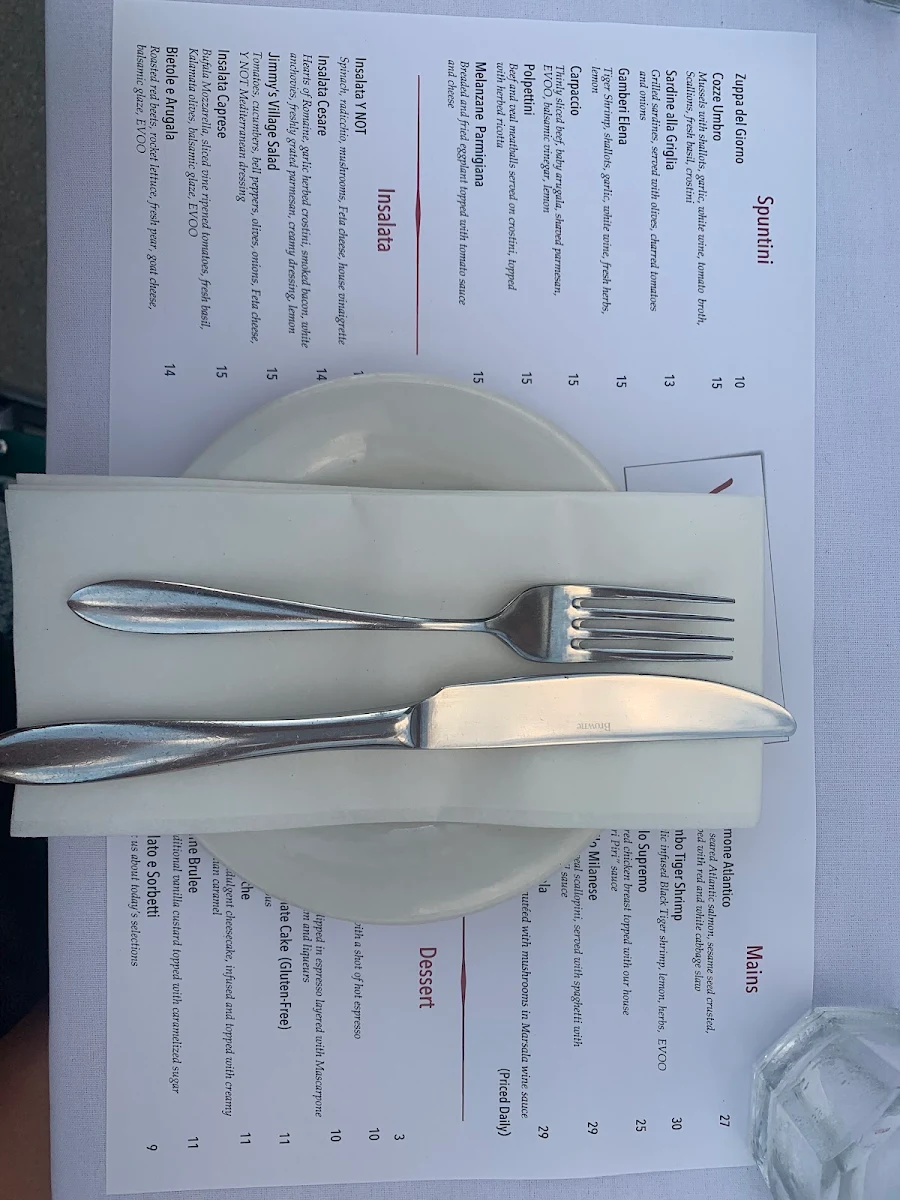 Menu, Y Not Italian!