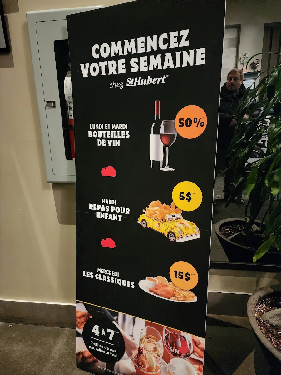 Menu, Rôtisserie St-Hubert