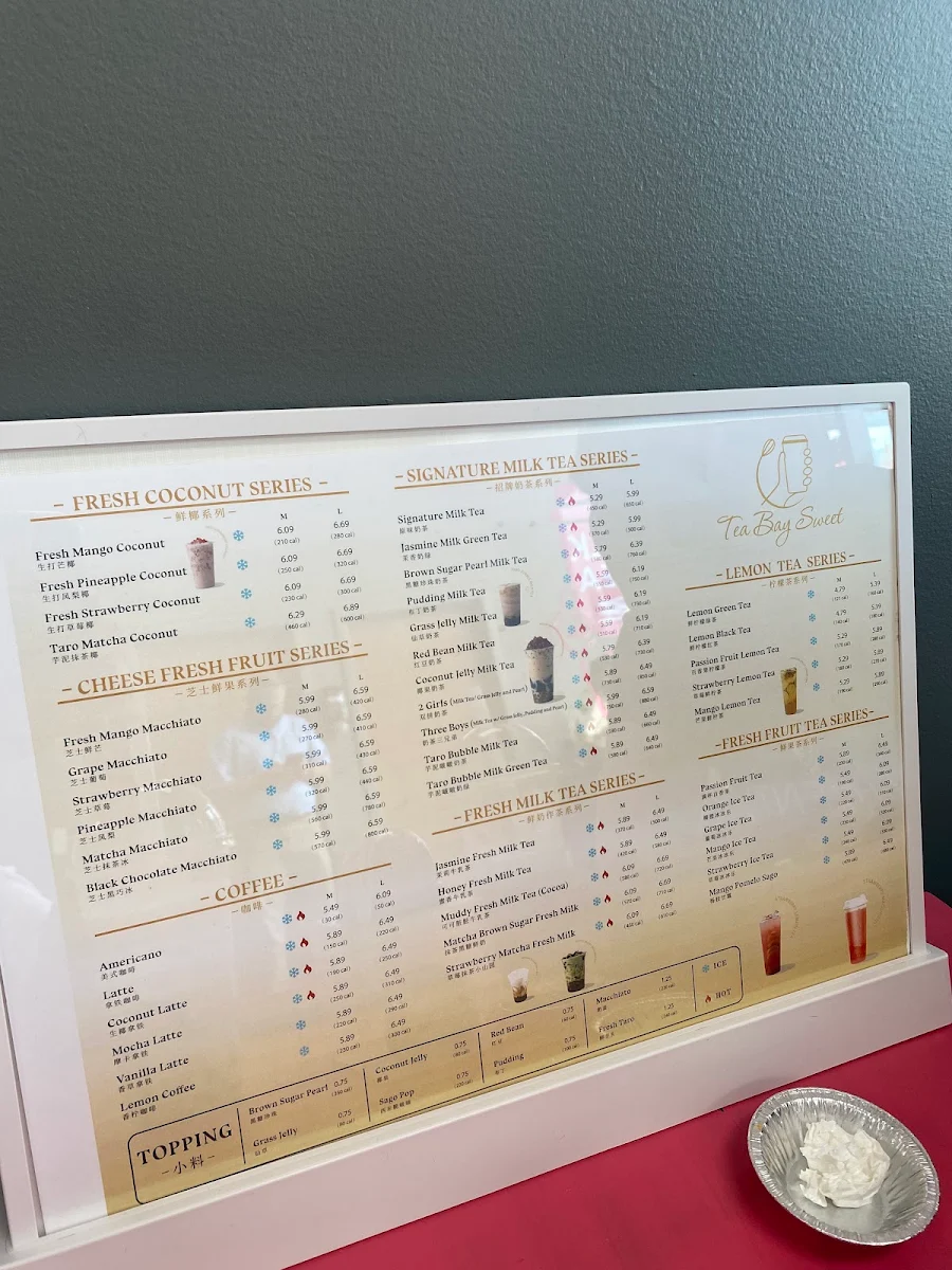 Menu, Tea Bay Sweet (Red River Rd）