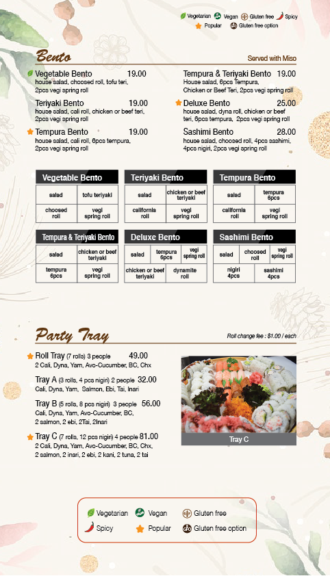 Menu, Red Fin Sushi & K-Food