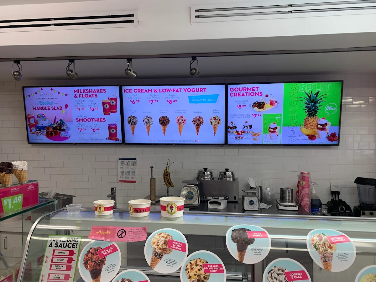 Menu, Marble Slab Creamery