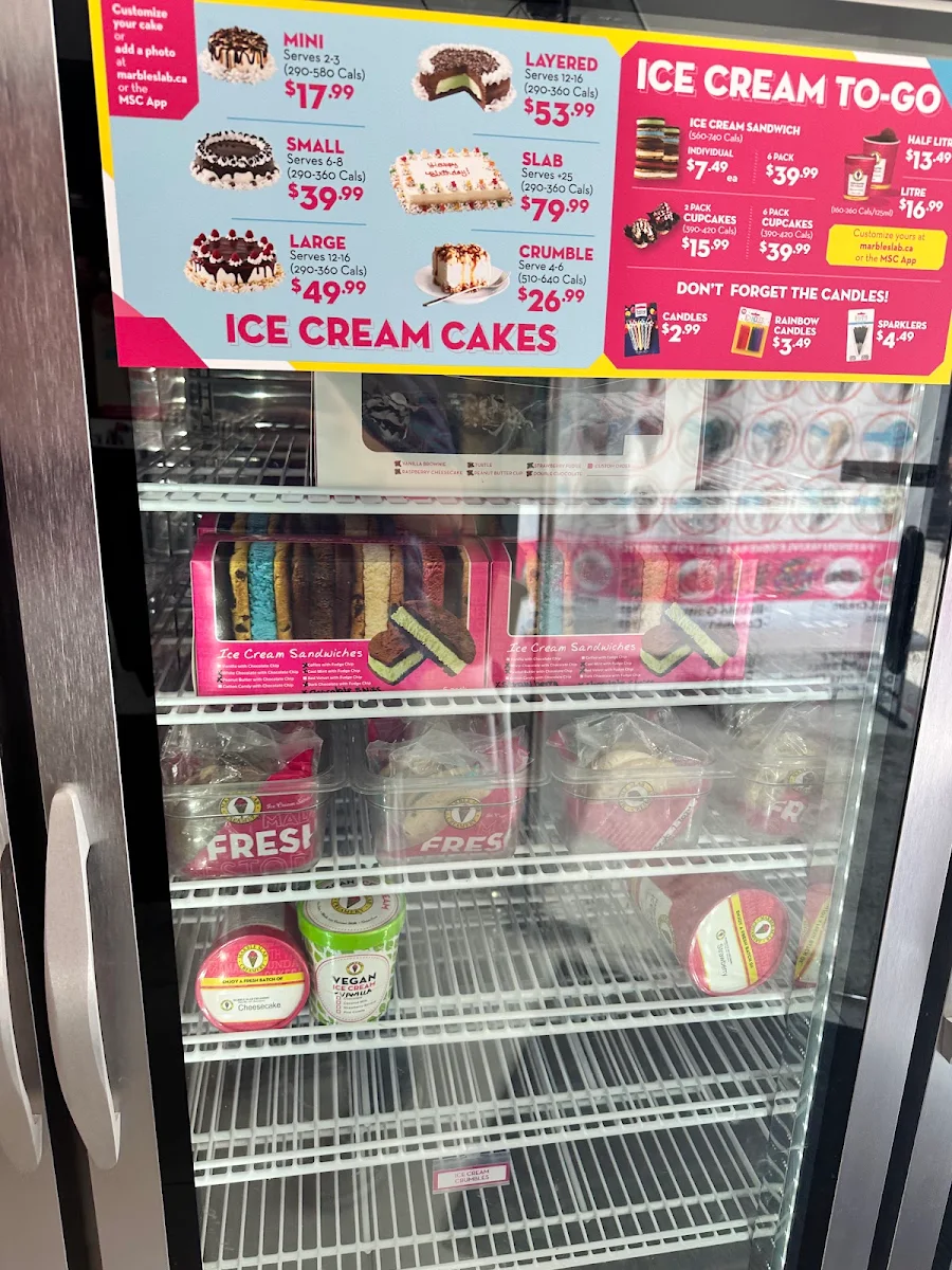 Menu, Marble Slab Creamery