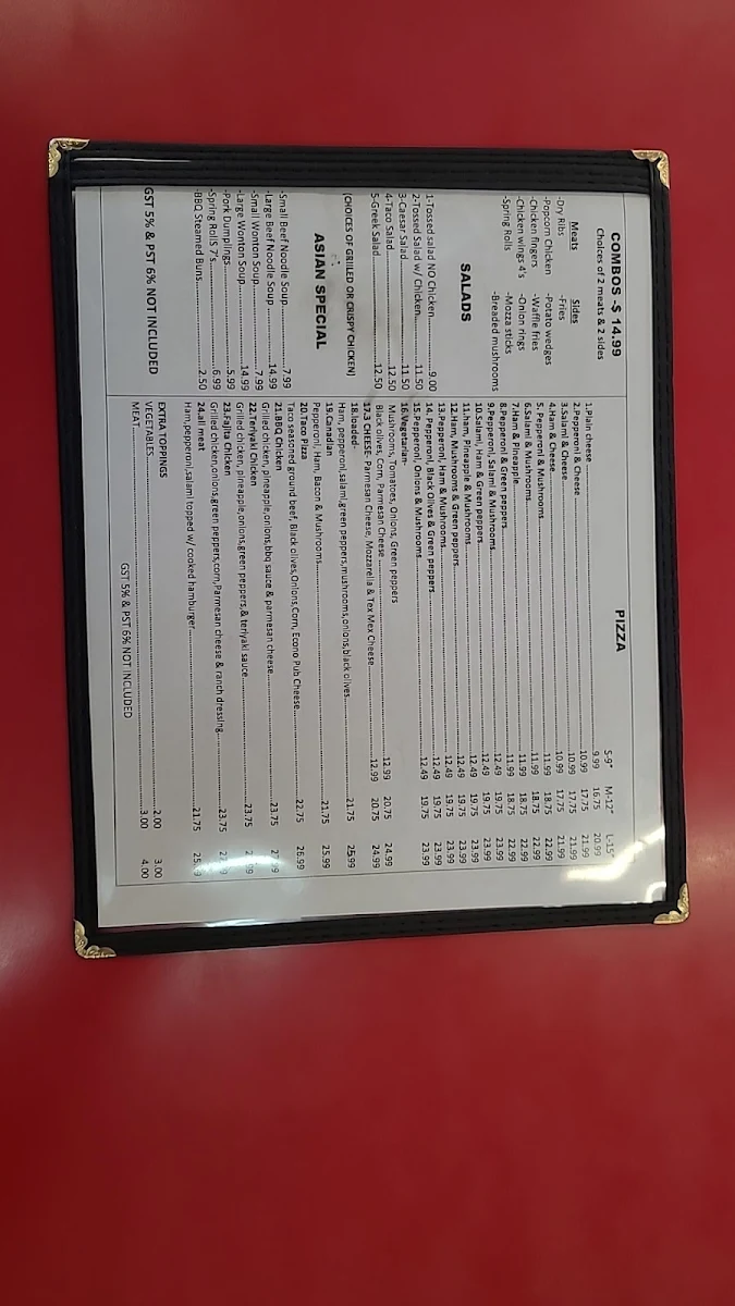 Menu, 2ms Pizza And Restaurant