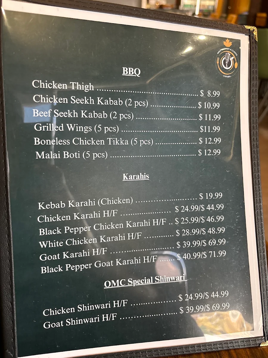 Menu, Open Mic Cafe & Cuisine