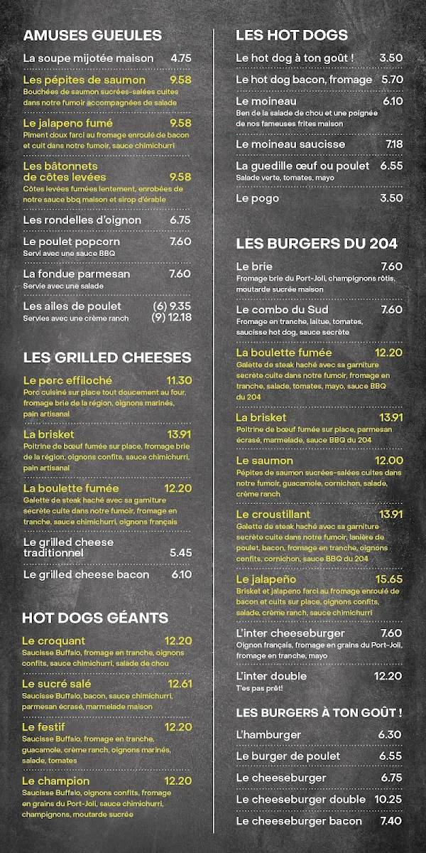 Menu, Casse-Croute 204