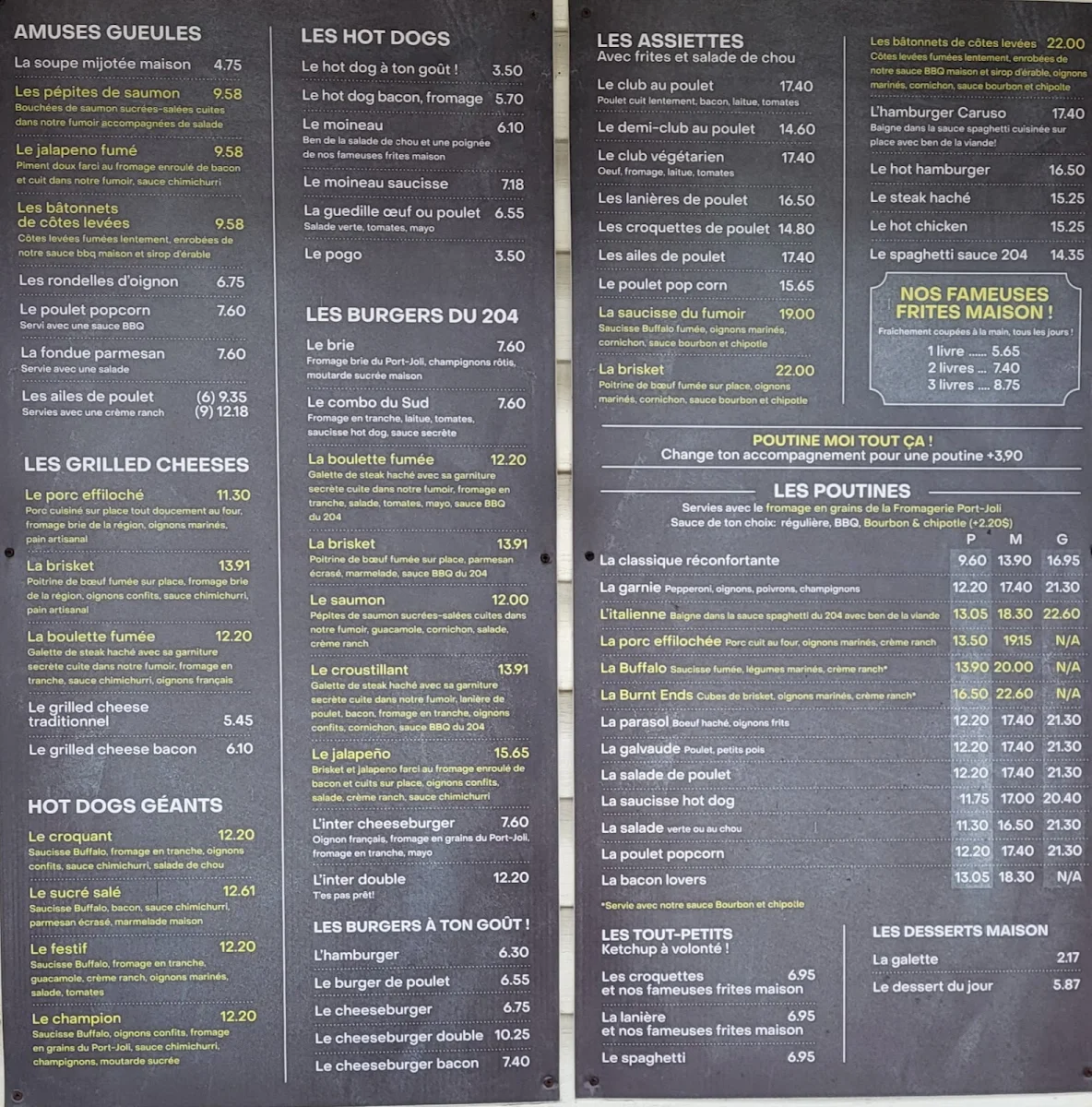 Menu, Casse-Croute 204
