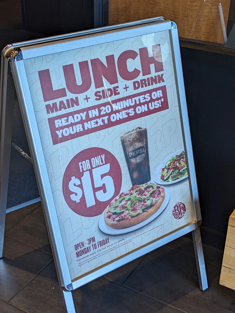 Menu, Boston Pizza
