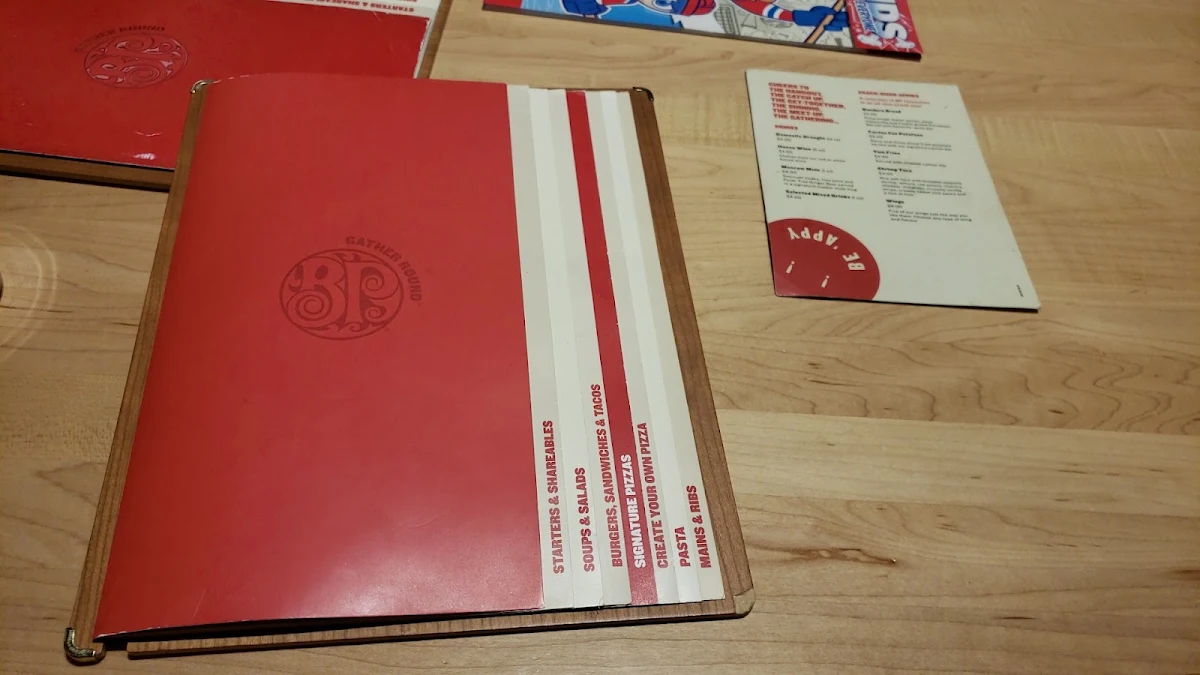Menu, Boston Pizza