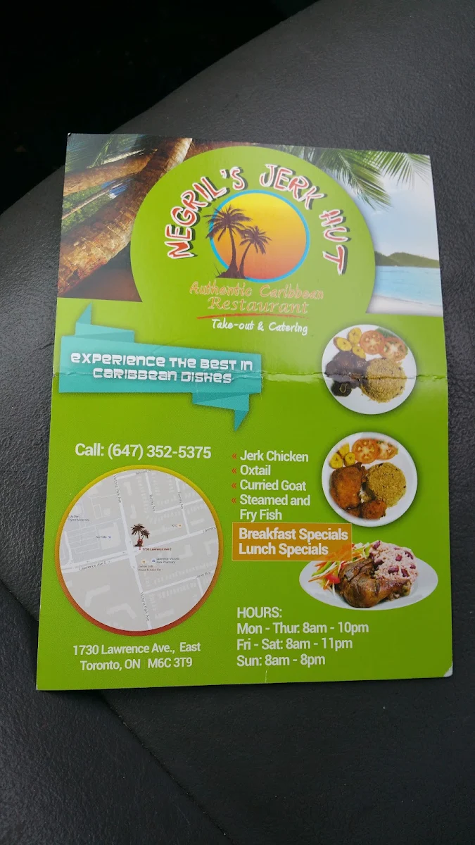 Menu, Negril's Jerk Hut