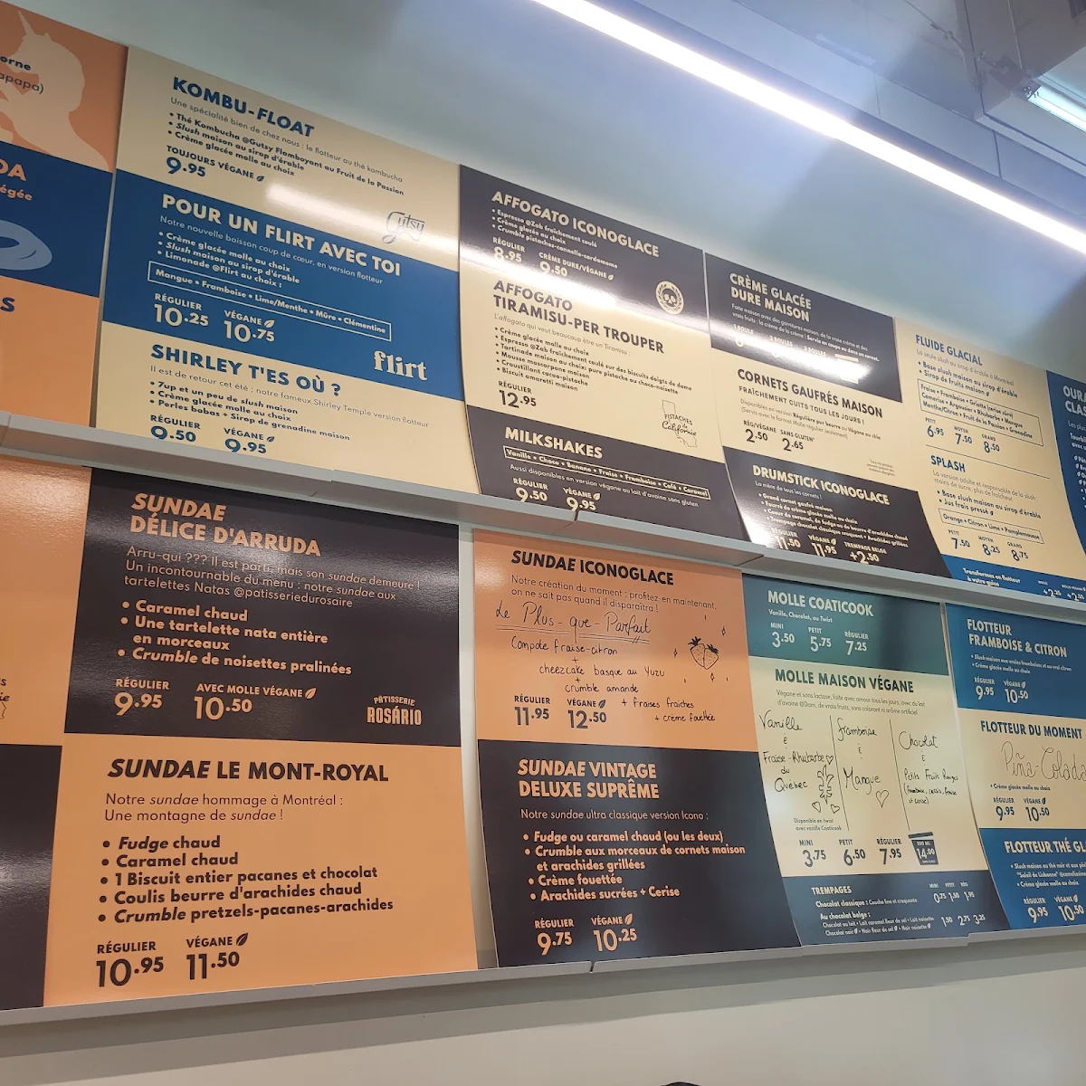 Menu, Iconoglace Esplanade Tranquille