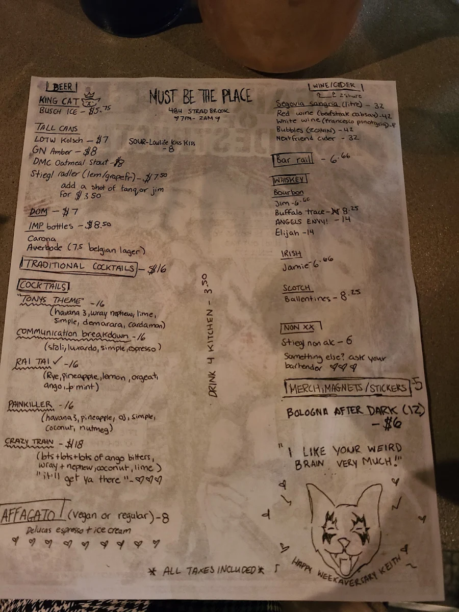 Menu, Must Be The Place