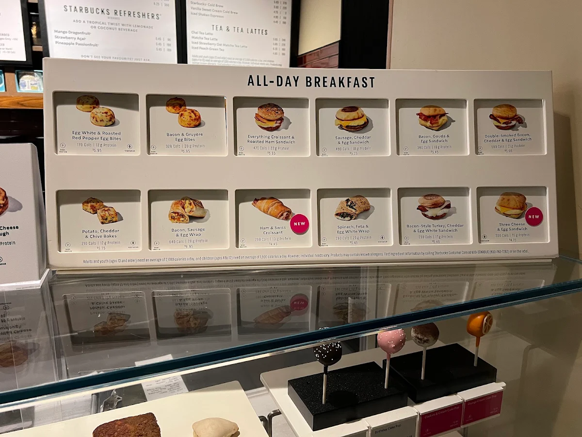 Menu, Starbucks Coffee Company
