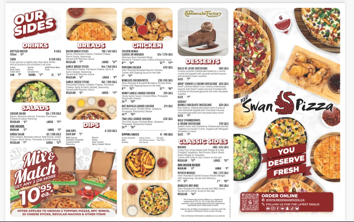 Menu, Red Swan Pizza - Edmonton Millwoods