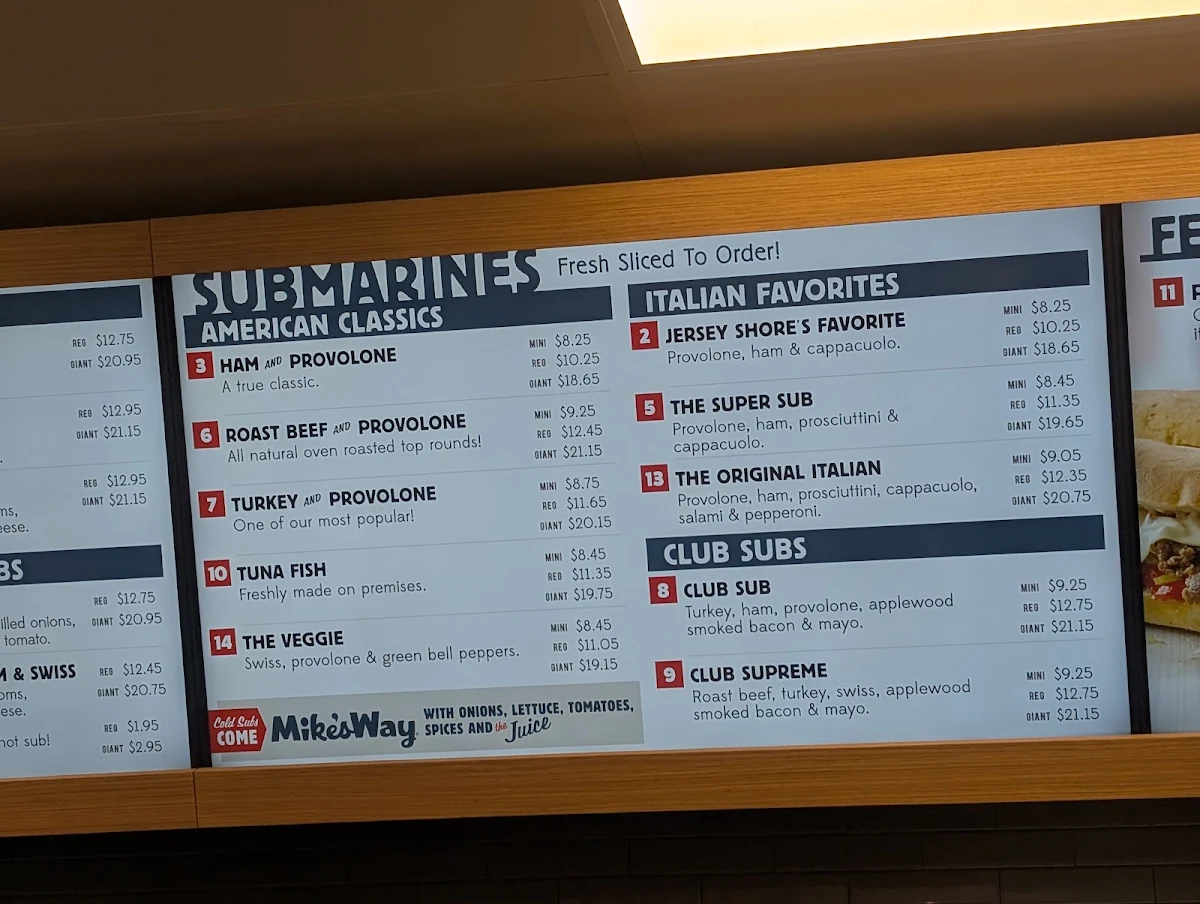 Menu, Jersey Mike's Subs