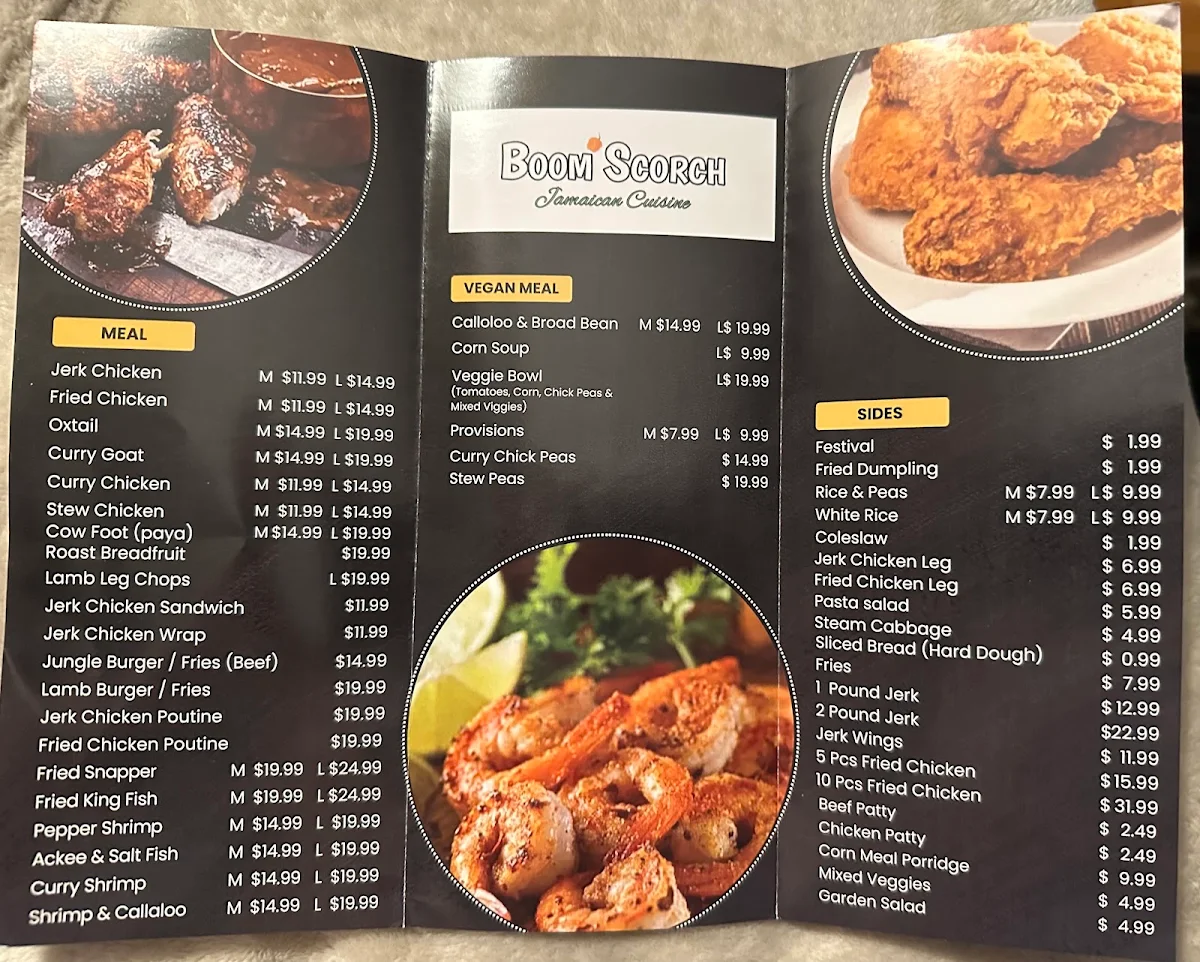 Menu, Boom Scorch (Jamaican Cuisine) “حلال”
