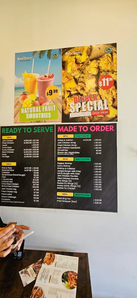 Menu, Boom Scorch (Jamaican Cuisine) “حلال”
