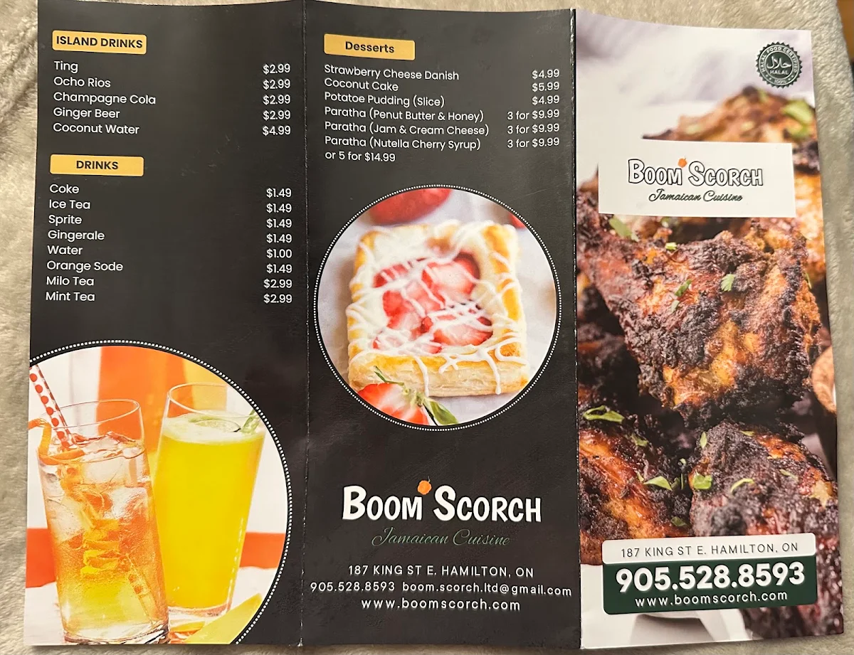 Menu, Boom Scorch (Jamaican Cuisine) “حلال”