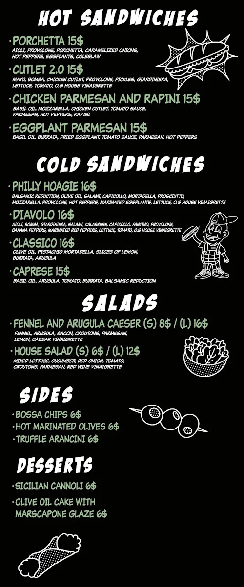 Menu, BOSSA Sandwicheria Prêt à manger