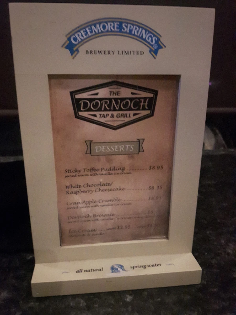 Menu, Dornoch Tap and Grill
