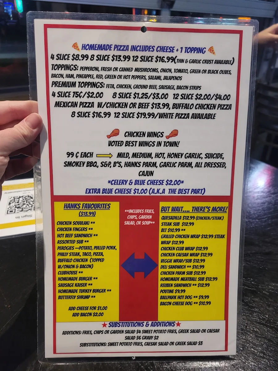 Menu, Handlebar Hanks Roadhouse