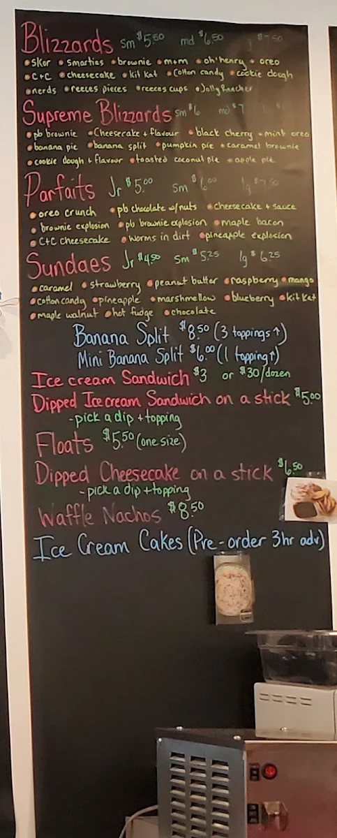 Menu, Scoops Dairy Bar Express